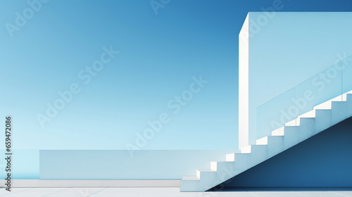 stairway to the sky, minimal white architecture