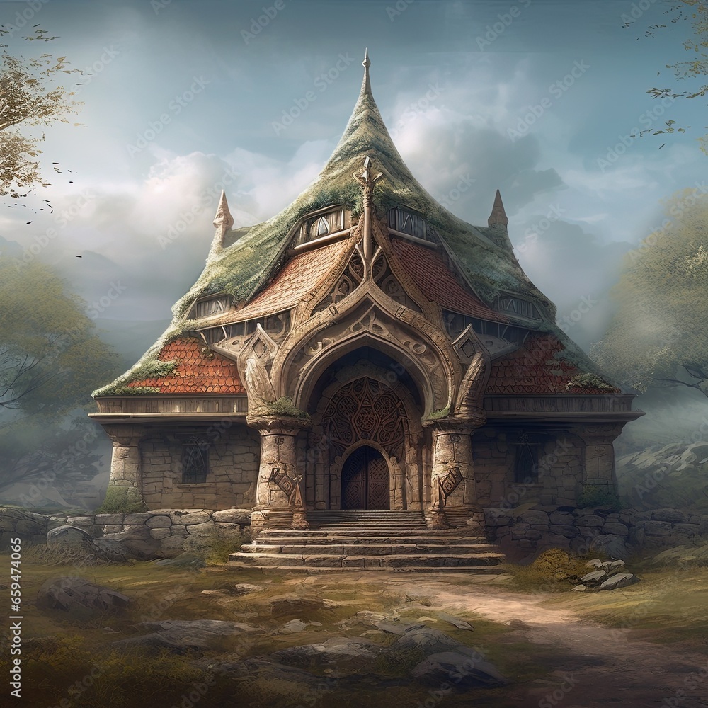 Obraz premium Ancient Celtic Building. Generative AI