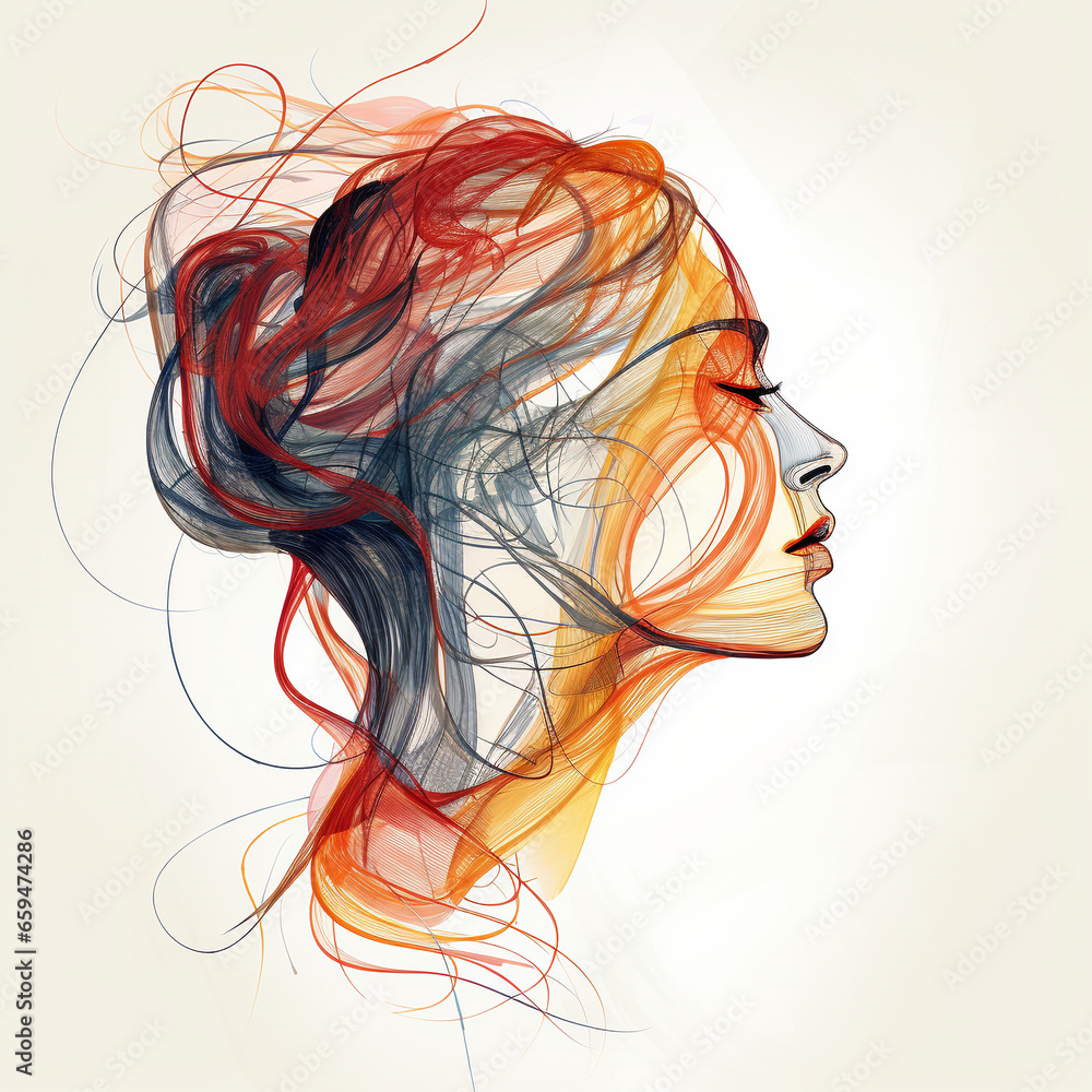 gentle silhouette of a woman's face in profile drawing