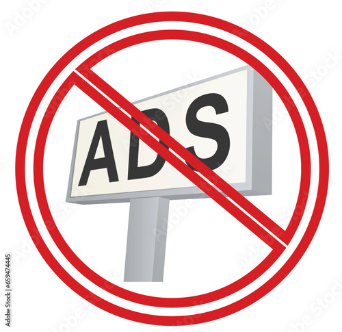 Ads forbidden sign. vector illustration