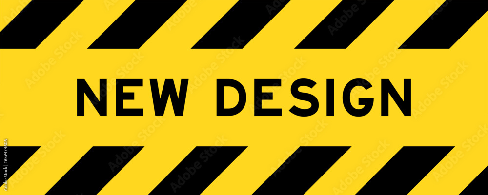 Yellow and black color with line striped label banner with word new design Yellow and black color with line striped label banner with word new design