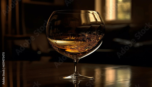 Luxury liquid celebration wine, whiskey, brandy, cognac, refreshment, elegance generated by AI