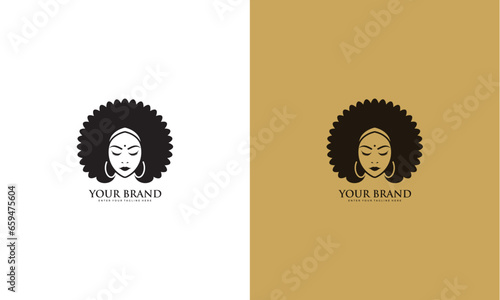 Afro hair beauty logo, vector graphic design