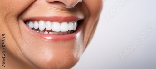 Generative AI, senior woman mouth or teeth smiling, hygiene or dental cleaning cosmetic service