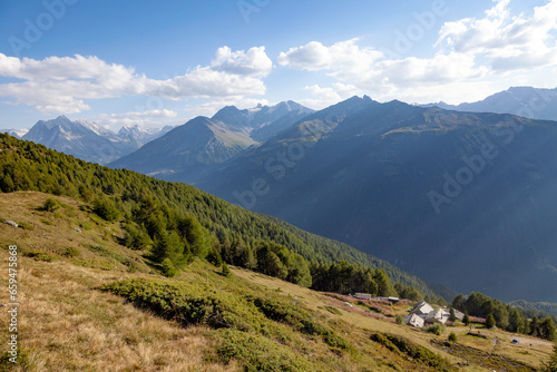 landscape in the Swiss Valais mountains