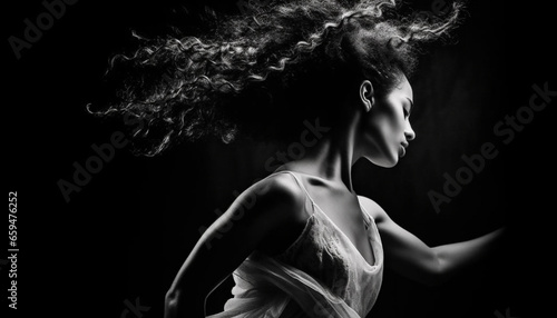 Graceful beauty in monochrome, dancing with elegance generated by AI