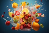 Fruit mix, water splash. Healthy eating concept.