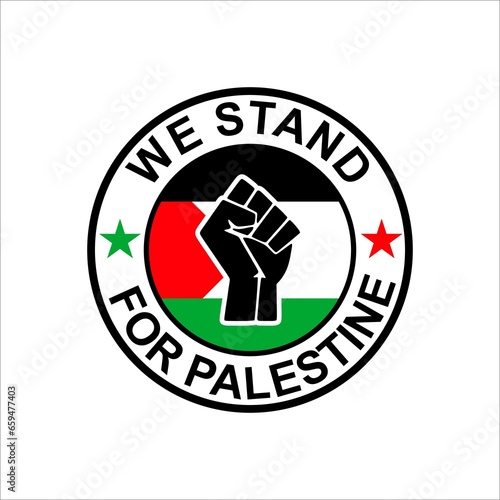 We stand with palestine with hand power logo badge for social media dp 