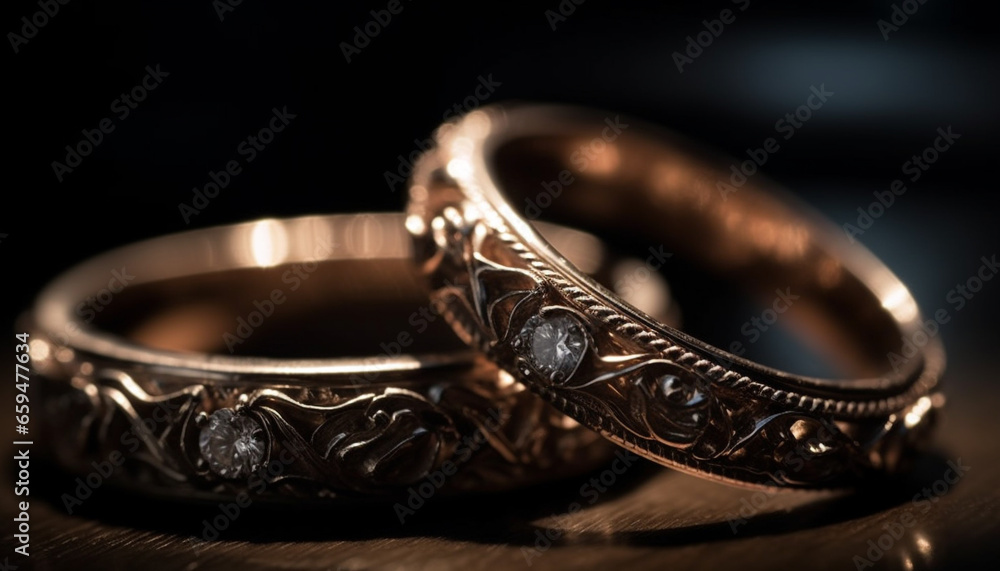 Shiny gold wedding ring, symbol of togetherness generated by AI Shiny gold wedding ring, symbol of togetherness generated by AI