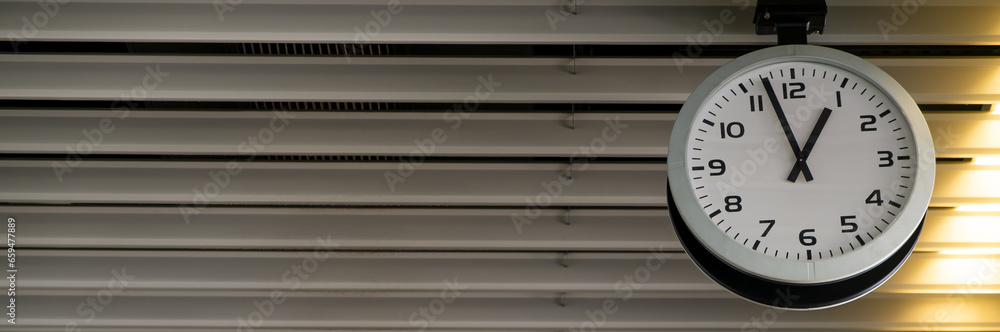 Clock Showing Three Minutes to One Panoramic Web Banner Clock Showing Three Minutes to One Panoramic Web Banner