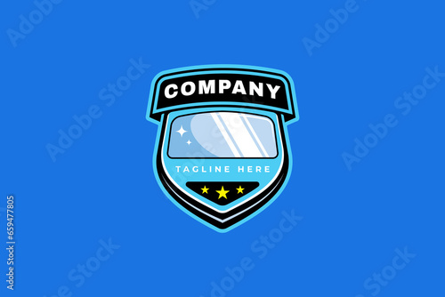 auto glass shield logo design vector template