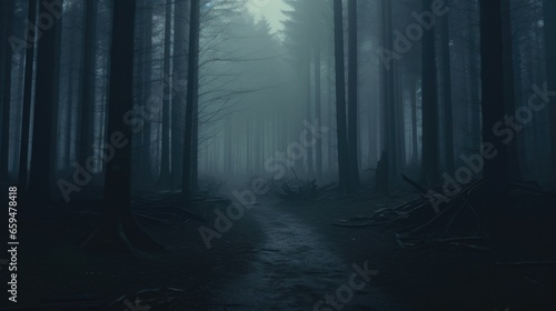 Dark Misty Forest Backdrop Enchanted Woods Gloomy Foggy Grove Mystery Halloween Background Nightmare
