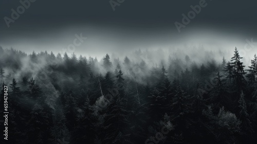 Dark Misty Forest Backdrop Enchanted Woods Gloomy Foggy Grove Mystery Halloween Background Nightmare