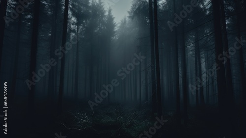 Dark Misty Forest Backdrop Enchanted Woods Gloomy Foggy Grove Mystery Halloween Background Nightmare