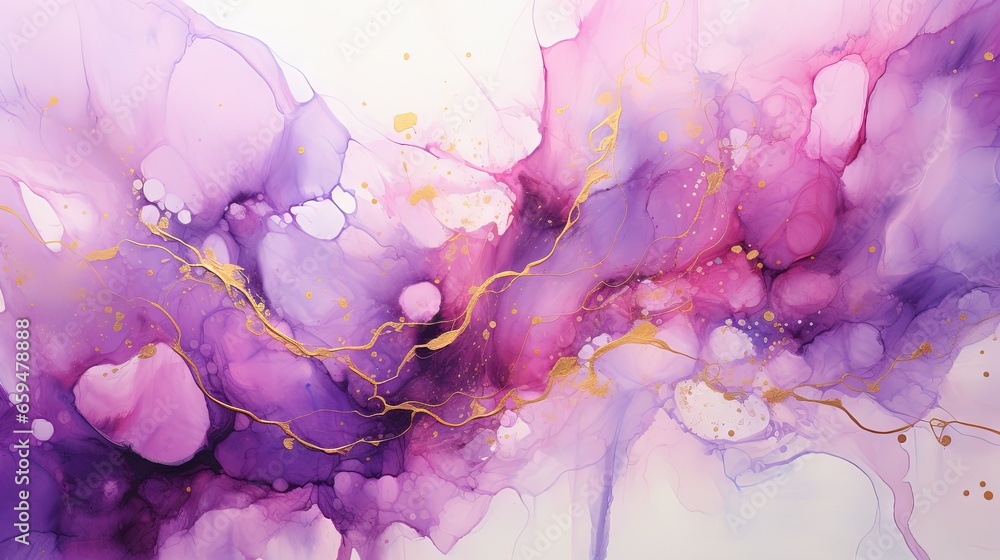 a painting of purple and gold paint on a white background. generative ai a painting of purple and gold paint on a white background. generative ai