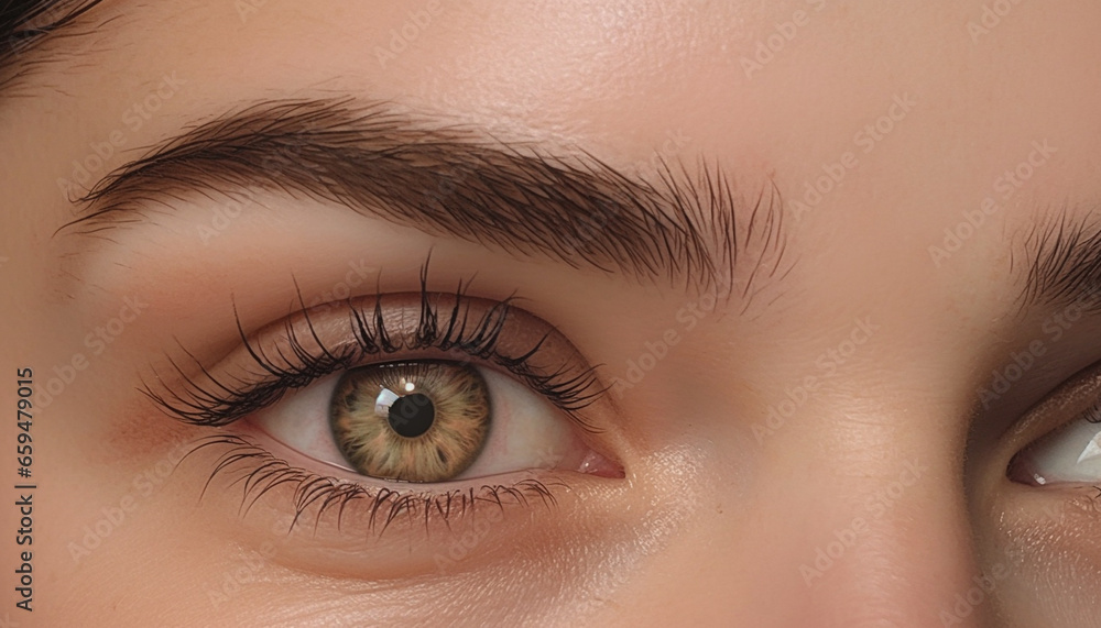 Beautiful young woman with brown hair looking at camera sensually generated by AI Beautiful young woman with brown hair looking at camera sensually generated by AI