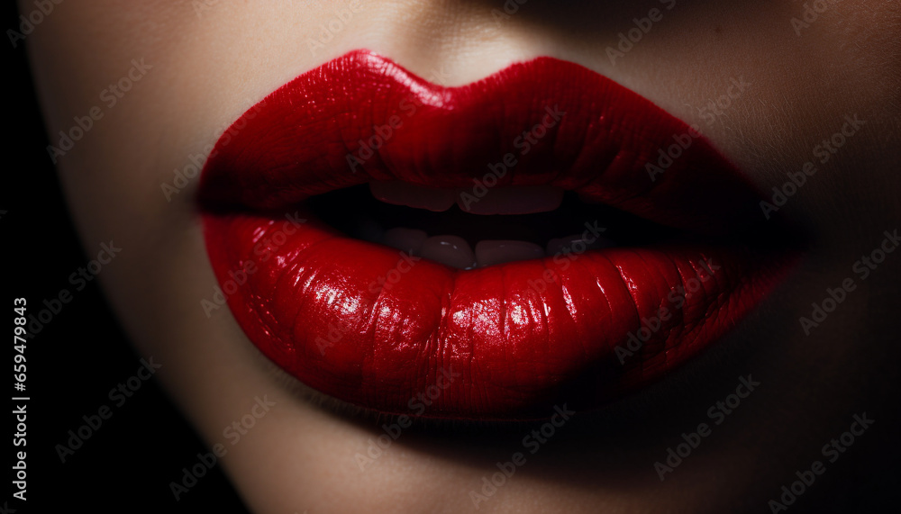 Beautiful woman with shiny lips exudes sensuality and glamour generated by AI Beautiful woman with shiny lips exudes sensuality and glamour generated by AI