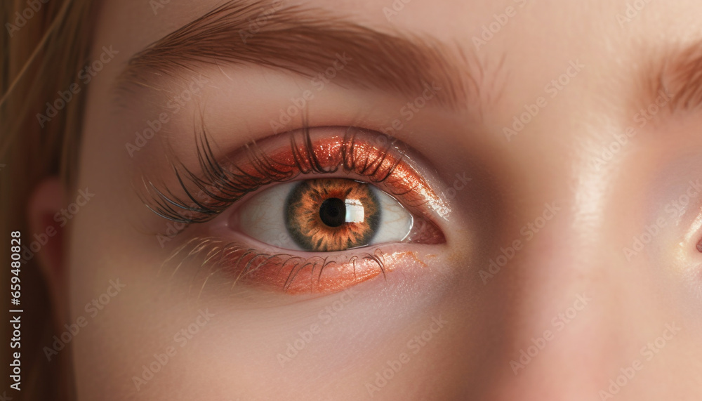 Caucasian woman beauty captured in macro portrait, staring sensually generated by AI Caucasian woman beauty captured in macro portrait, staring sensually generated by AI