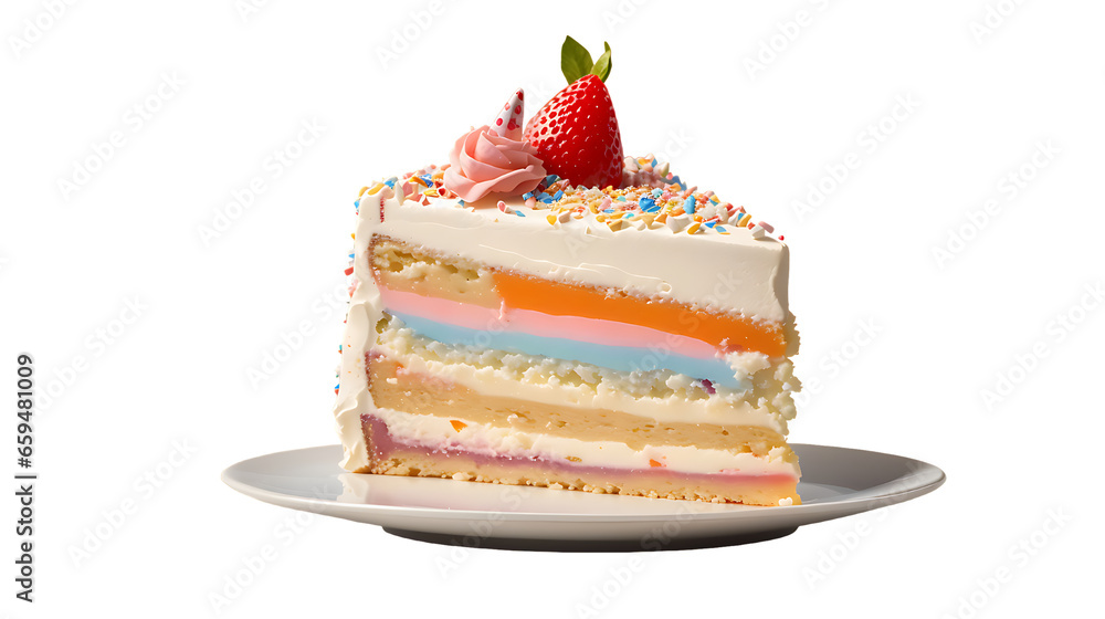 Slice of Birthday Cake Isolated on a Transparent background Slice of Birthday Cake Isolated on a Transparent background