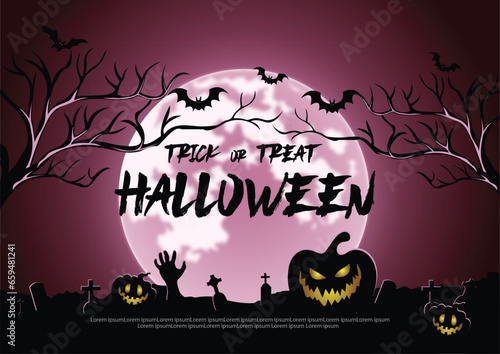 Vector realistic halloween landing page template