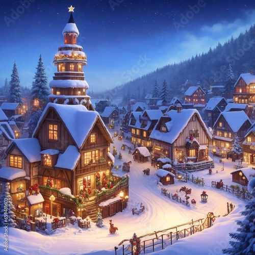 christmas village in the mountains