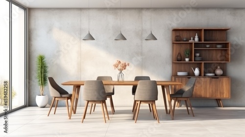 cosy comfort dining room in contemporary natural color scheme concept design house beautiful design mockup template showcase room interior background ideas © VERTEX SPACE