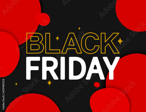 Red forms on a black background with an inscription Black friday. Black Friday sale illustration.