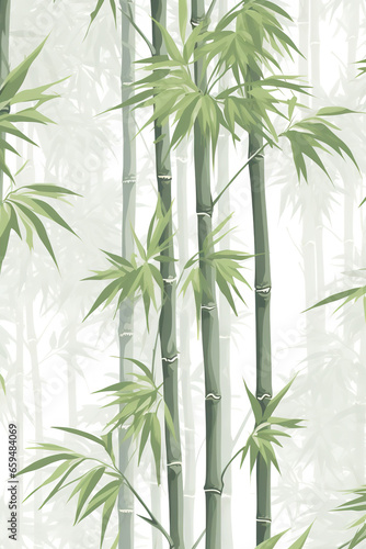 Cloth pattern design  printmaking style of bamboo  a thin  large white space