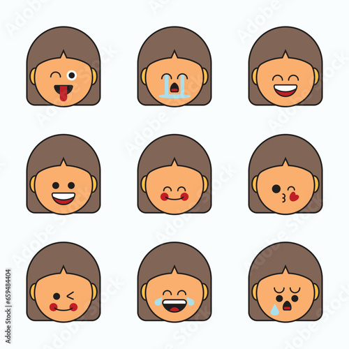 Mother's face emoticon icon set.