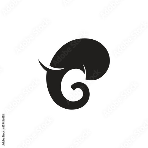 Abstract elephant vector logo design. Creative linear animal gold logotype
