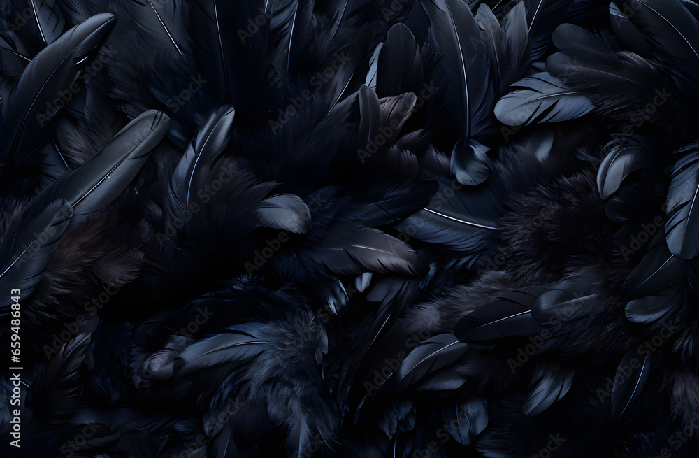 Close Up of Black and Blue Feathers Close Up of Black and Blue Feathers