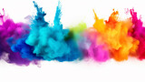 Colorful paint explosion isolated on white background Abstract colored background