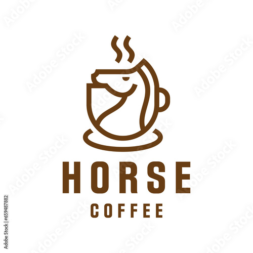 Horse Coffee Shop Symbol Logo Design 