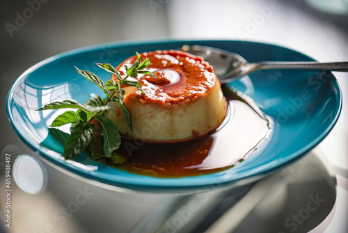 Obraz na plátně Bulgarian pudding resembling flan and crème brûlée, made with eggs, milk, sugar, custard, and vanilla extract - known as Krem Karamel