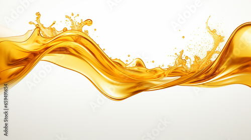 Golden liquid splash on blank white background