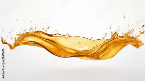 Golden liquid splash on blank white background