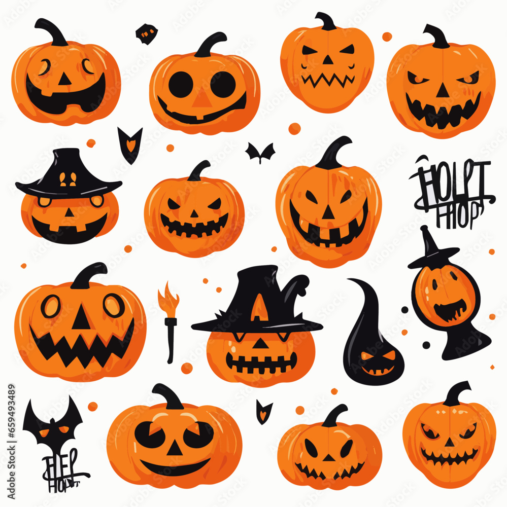 illustration Vector set of pumpkin Halloween illustration Vector set of pumpkin Halloween
