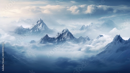 misty winter mountains © Praphan