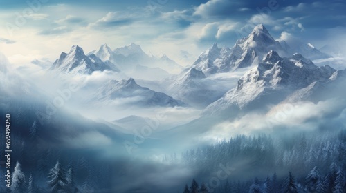 misty winter mountains