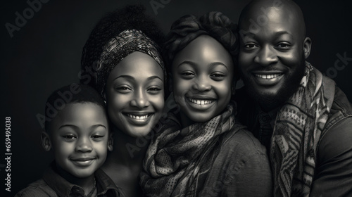 A black family people smiling of black history month concept