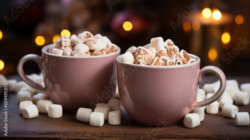 A close-up of Boxing Day hot cocoa mugs and marshmall , Background Image,Desktop Wallpaper Backgrounds, HD