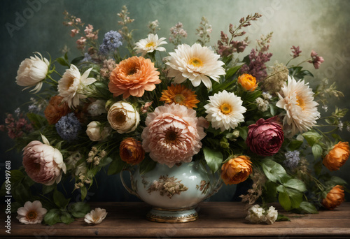 Beautiful fantasy bouquet flower. Generative AI © Sergey Ilin