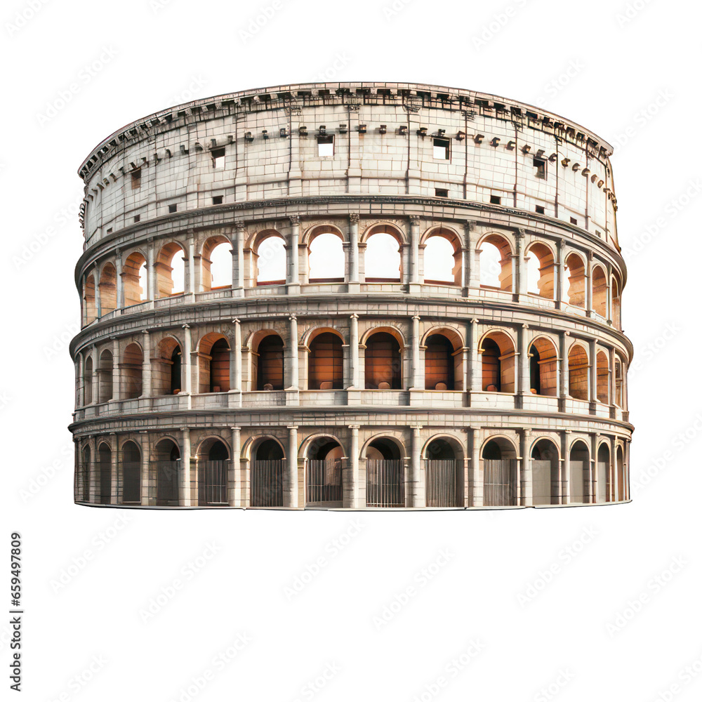 Colosseum isolated on white created with Generative AI