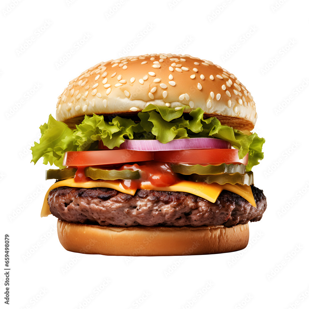 Hamburger isolated on transparent background Hamburger isolated on transparent background