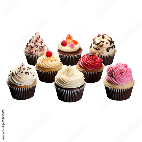 Cupcakes isolated on transparent background