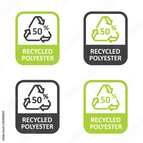 Made from 100 recycled polyester - logo, label, vector.
