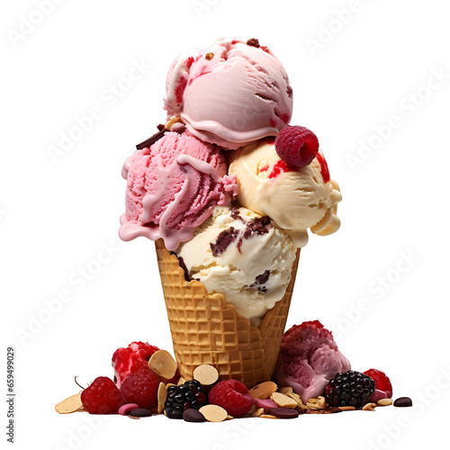 Gelato ice cream isolated on transparent background