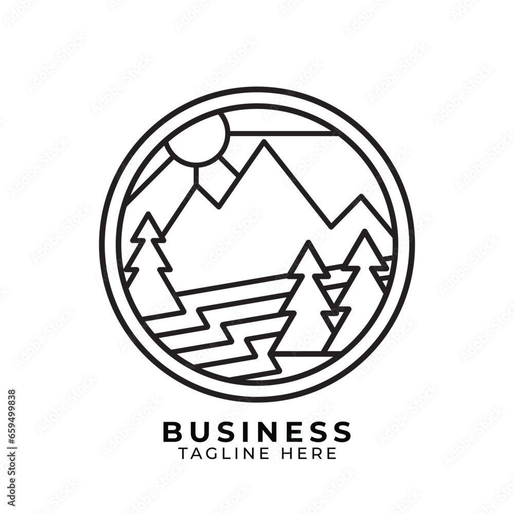 landscape mountain, modern line suitable for t-shirt design vector landscape mountain, modern line suitable for t-shirt design vector
