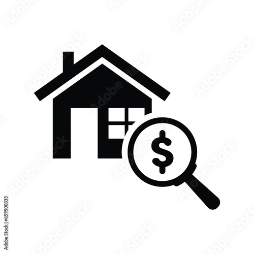 Home appraisal icon. Real estate clipart isolated on white background. Vector illustration.