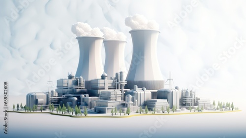 Nuclear power plant created with Generative AI photo